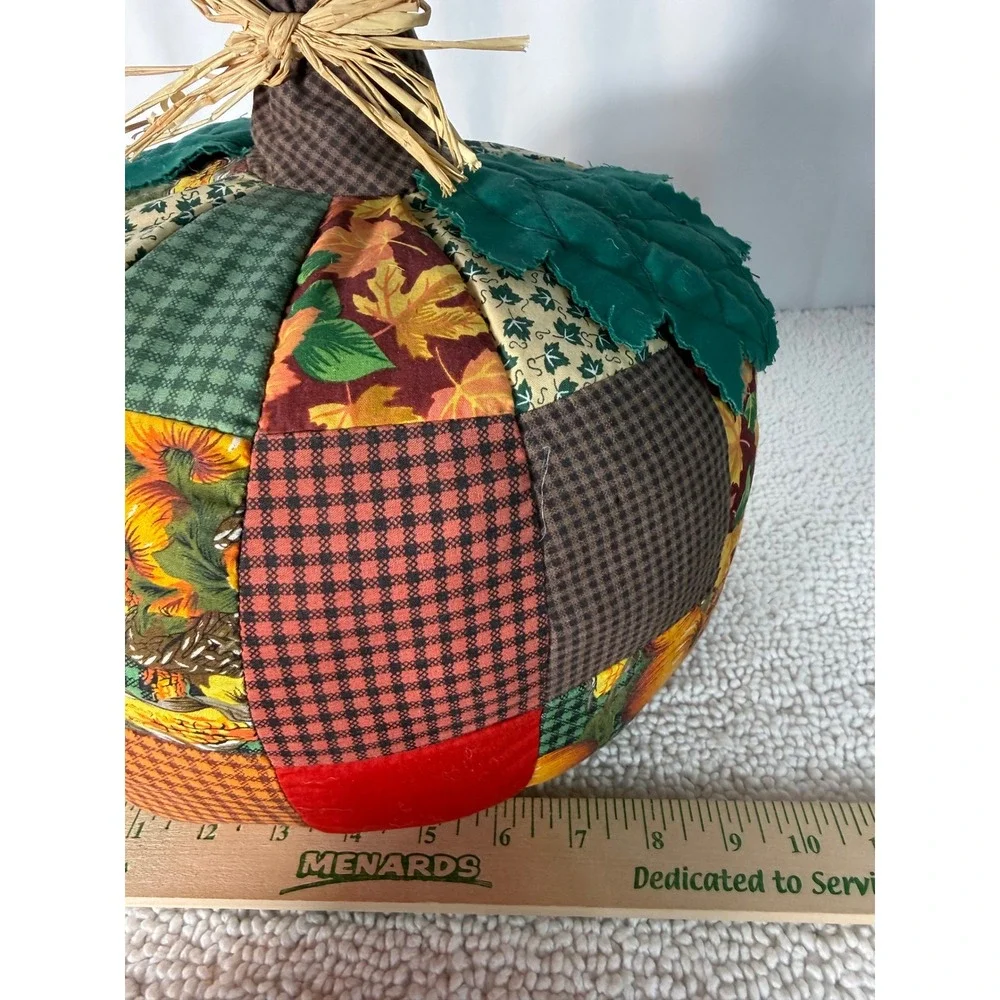 Handmade Patchwork Quilted Fabric Pumpkin‎ Autumn Fall Decor Accent